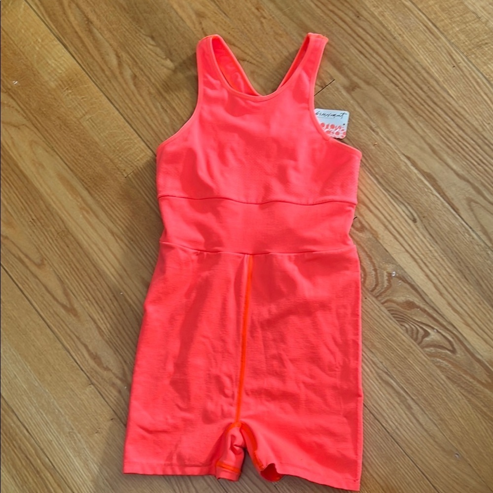 Free People Neon Coral Sleeveless Jumpsuit Romper - Picture 1 of 7